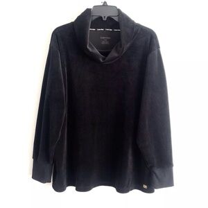 Calvin Klein Black Velvet Cowl Neck Tunic Top